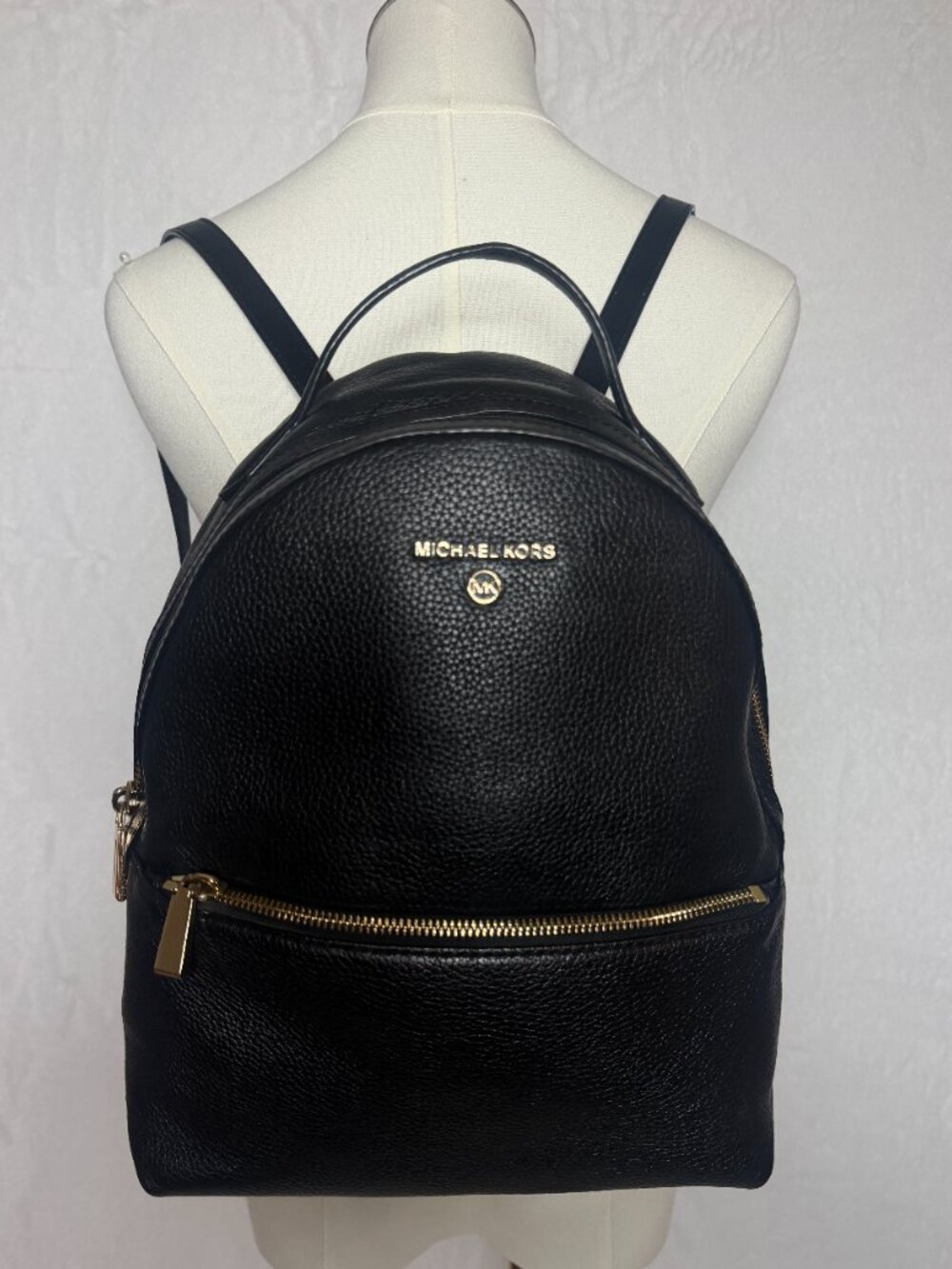 Michael Kors Abbey Medium Black Pebbled Leather Backpack